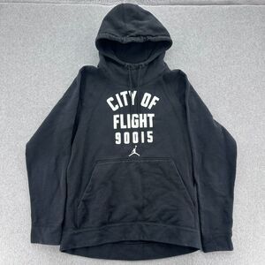 Nike Jordan City Of Flight NYC Fleece Pull Over Hoodie Black Size Large